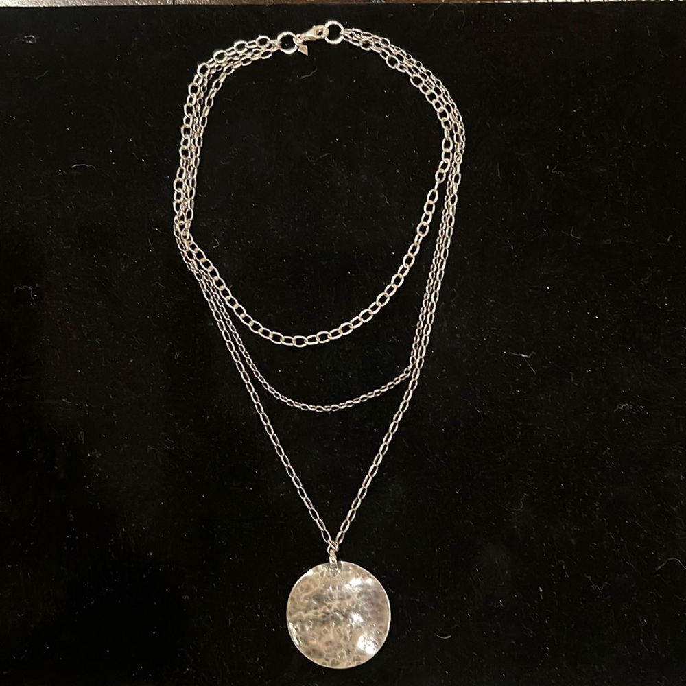 Silpada Sterling Silver Oxidized Disc 3 Chain Necklace